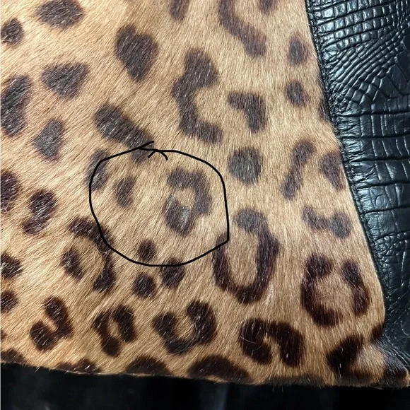🐆🖤Vintage BRAHMIN Leopard print calf hair & Genuine Leather Shopper Tote Bag🐆EUC - Picture 11 of 17